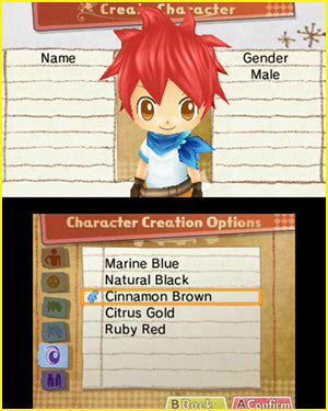 
Hometown Story | Nintendo 3DS | menu screenshot 1 | character creation