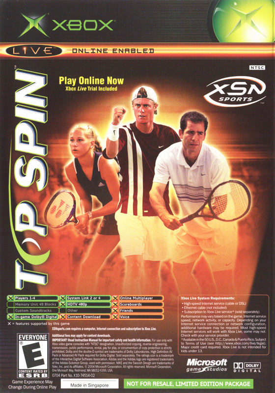 NCAA Football 2005 / Top Spin | Xbox