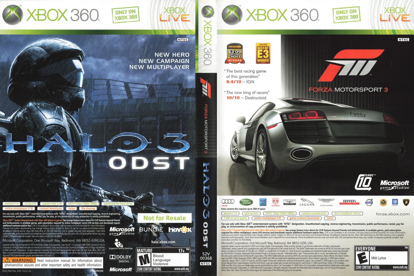 Combo Pack - Halo 3: ODST & Forza Motorsport 3 | Xbox 360
