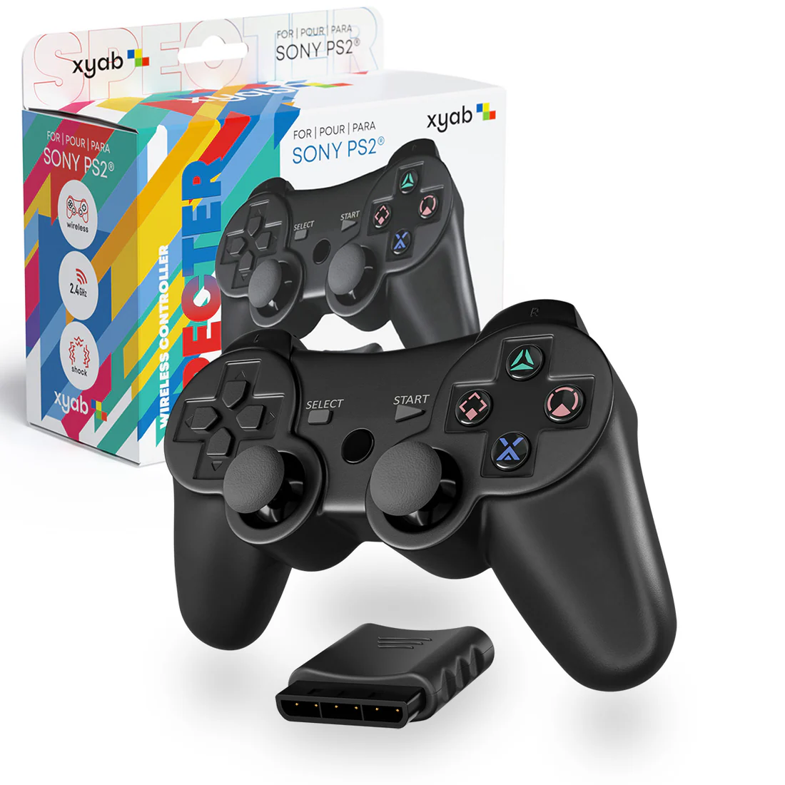 PlayStation 2 Black Wireless Controller - XYAB Specter Wireless Controller