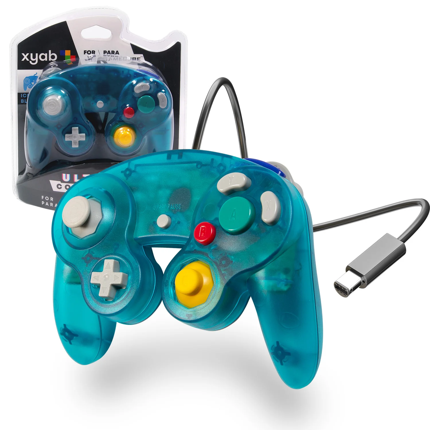 GameCube Ice Blue Wired Controller - XYAB