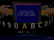 
Jeopardy! | Sony PlayStation | PS1 | gameplay screenshot | clue response entry with native PlayStation prompts | Source: LaunchBox 44929
