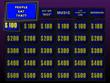 
Jeopardy! | Sony PlayStation | PS1 | gameplay screenshot | category board with native game interface | Source: LaunchBox 44929