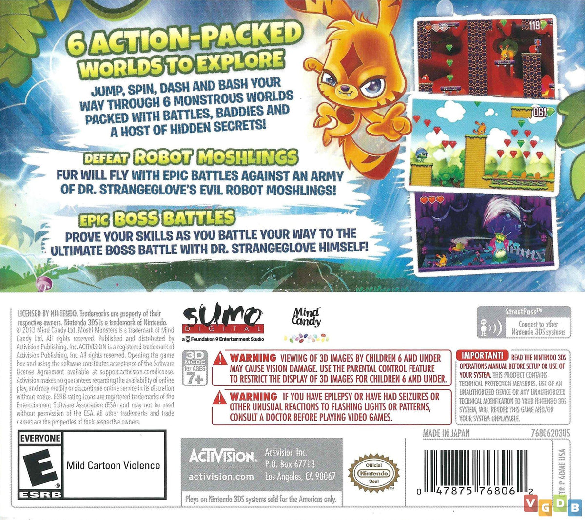 
Moshi Monsters: Katsuma Unleashed | Nintendo 3DS | back cover