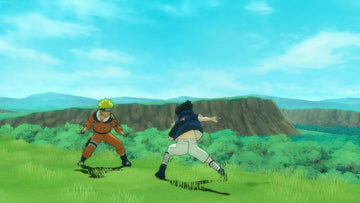 
Naruto: Ultimate Ninja Storm | PlayStation 3 | gameplay screenshot | Naruto and Sasuke in grassy arena