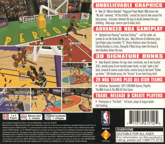 
NBA ShootOut '98 | PS1 | back cover | LaunchBox North America