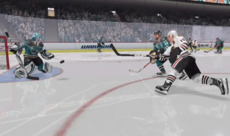 
NHL Slapshot Nintendo Wii actual gameplay screenshot - NHL player shooting on goal