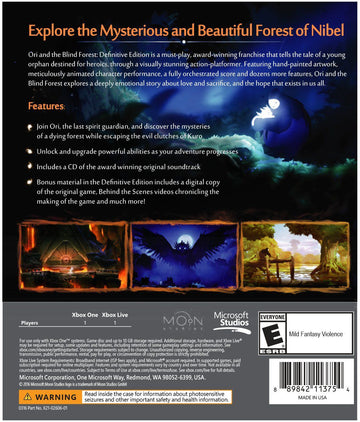 Ori and the Blind Forest: Definitive Edition Xbox One back cover