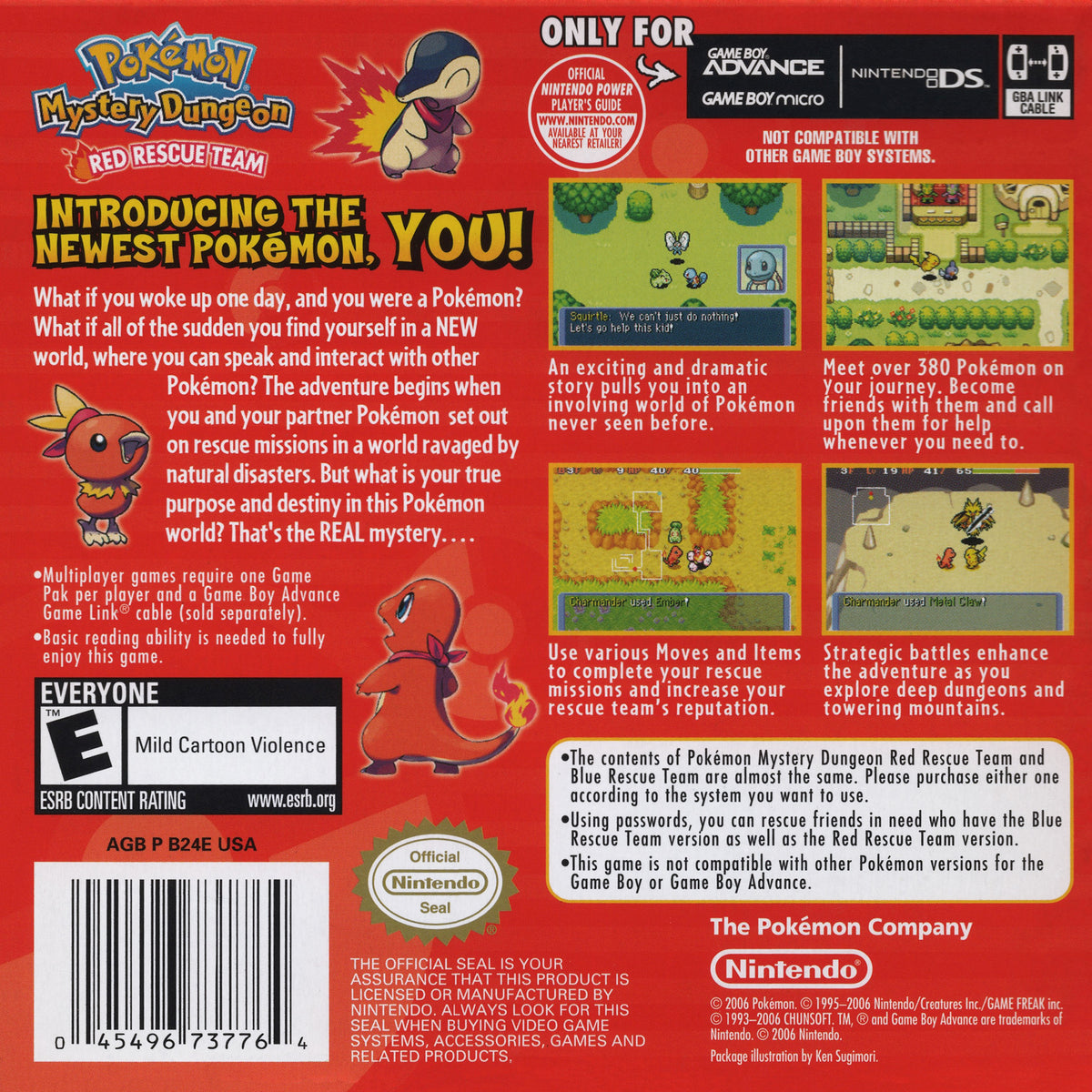 
Pokémon Mystery Dungeon: Red Rescue Team Nintendo Game Boy Advance back cover