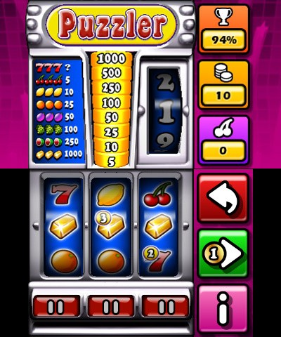 Puzzler World 2013 | Nintendo 3DS | actual gameplay screenshot 1 | slot machine puzzle