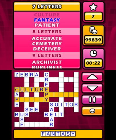 
Puzzler World 2013 | Nintendo 3DS | actual gameplay screenshot 2 | crossword puzzle