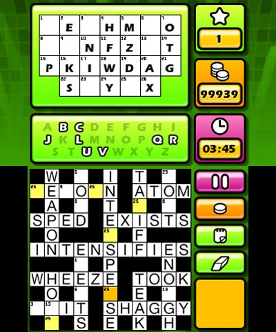 Puzzler World 2013 | Nintendo 3DS | actual gameplay screenshot 3 | word grid puzzle