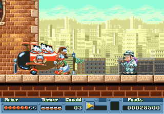 
QuackShot starring Donald Duck | Sega Genesis | gameplay screenshot 1 - town rooftop