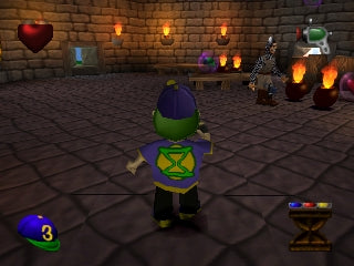 
Rascal | Sony PlayStation | PS1 | gameplay screenshot | castle combat room with native HUD | exact NTSC-U SLUS-00542 source ss10