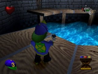 
Rascal | Sony PlayStation | PS1 | gameplay screenshot | water room platform section with native HUD | exact NTSC-U SLUS-00542 source ss11