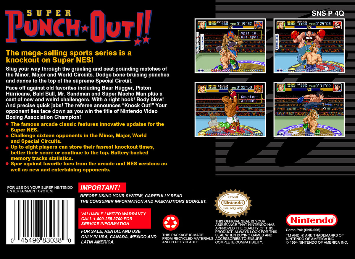 
Super Punch-Out!! SNES North American back cover