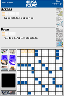 USA Today: Crossword Challenge | Nintendo DS | Gameplay screenshot | Puzzle 026 | Source: MobyGames