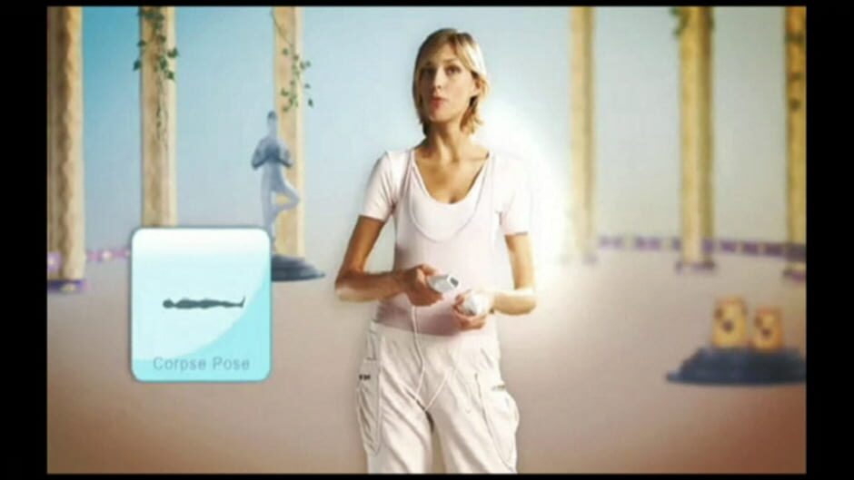 
Yoga | Nintendo Wii | cinematic screenshot | live-action Corpse Pose instructor