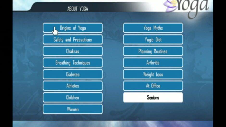 
Yoga | Nintendo Wii | menu screen | About Yoga topics