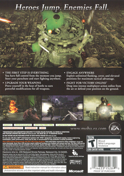 Medal of Honor: Airborne | Xbox 360 | back cover | region=North America | source-country=United States | zypher-v2 | moby-688f0b80f9aa | Data by MobyGames.com