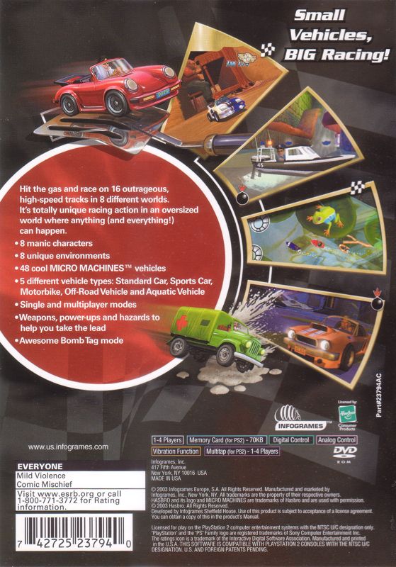 
Micro Machines | PlayStation 2 | back cover | Region: North America | source-country=United States | Data by MobyGames.com