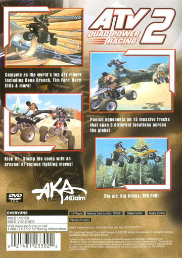 ATV: Quad Power Racing 2 | PlayStation 2 | back cover | region=North America | source-country=Canada,United States | zypher-v2 | moby-52293b787119 | Data by MobyGames.com