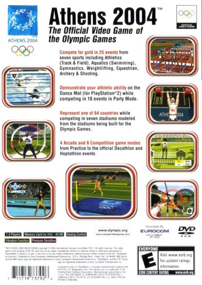 
Athens 2004 | PlayStation 2 | back cover | Region: North America | source-country=United States | Data by MobyGames.com