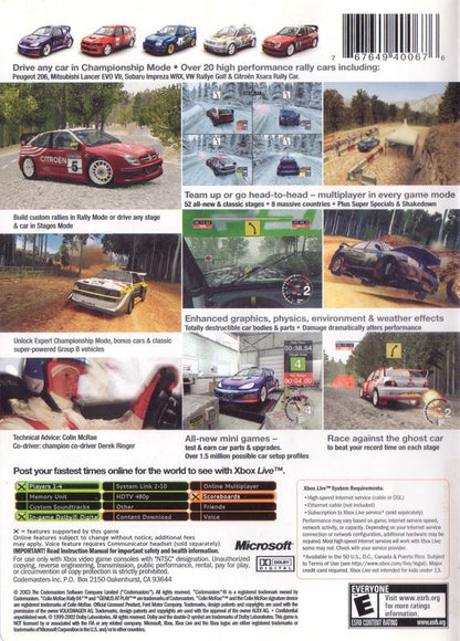 
Colin McRae Rally 04 | Xbox | back cover | Region: North America | source-country=United States | Data by MobyGames.com