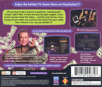 
Who Wants to Be a Millionaire: 2nd Edition | PlayStation | back cover | Region: North America | source-country=United States | Data by MobyGames.com