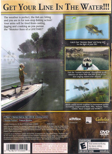 
Cabela's Monster Bass | PlayStation 2 | back cover | Region: North America | source-country=United States | Data by MobyGames.com