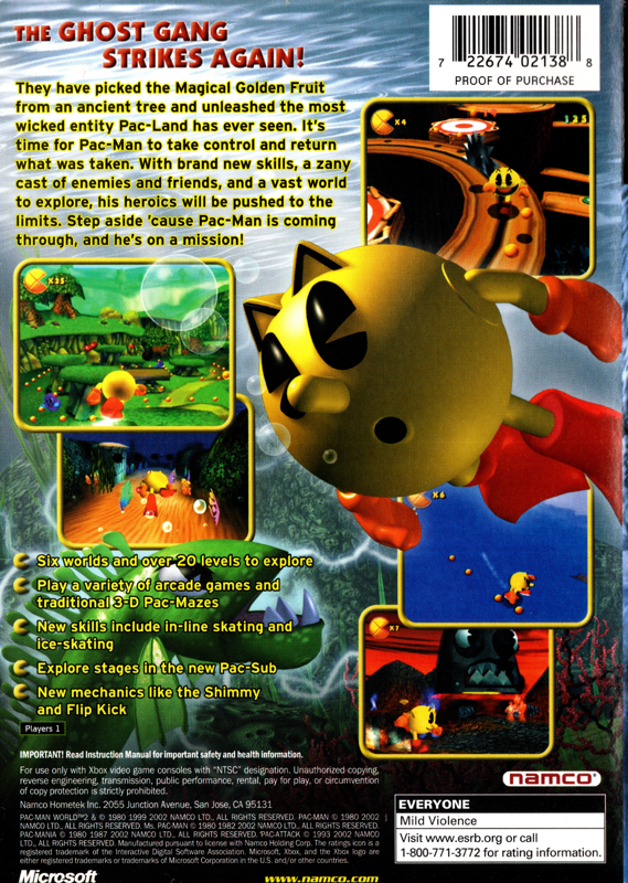 Pac-Man World 2 | Xbox | back cover | region=North America | source-country=Canada,United States | zypher-v2 | moby-ee0f0972c823 | Data by MobyGames.com