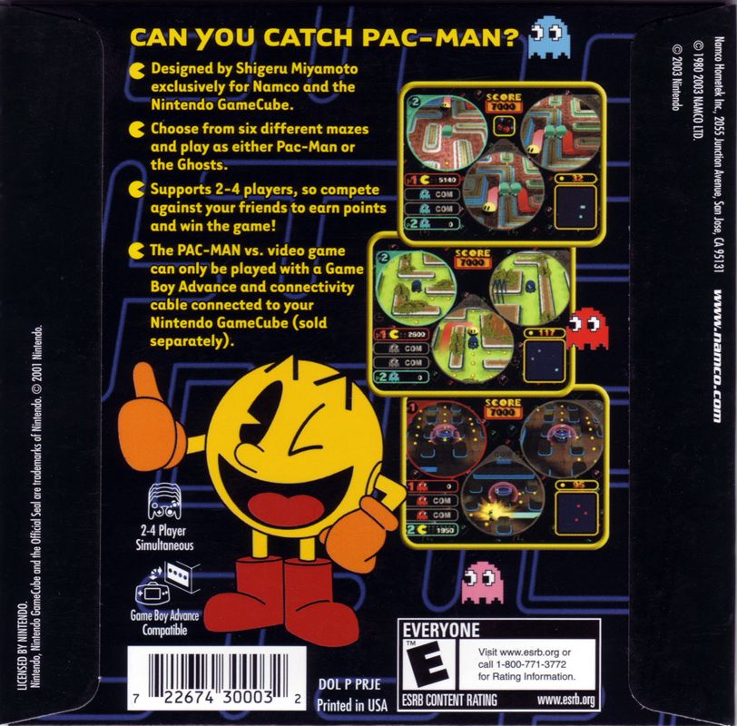 
Pac-Man Vs. | GameCube | back cover | Data by MobyGames.com