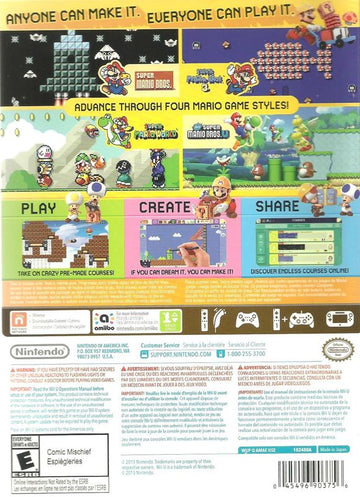 Super Mario Maker | Wii U | back cover | region=North America | source-country=Canada,United States | zypher-v2 | moby-ceb548744ff1 | Data by MobyGames.com