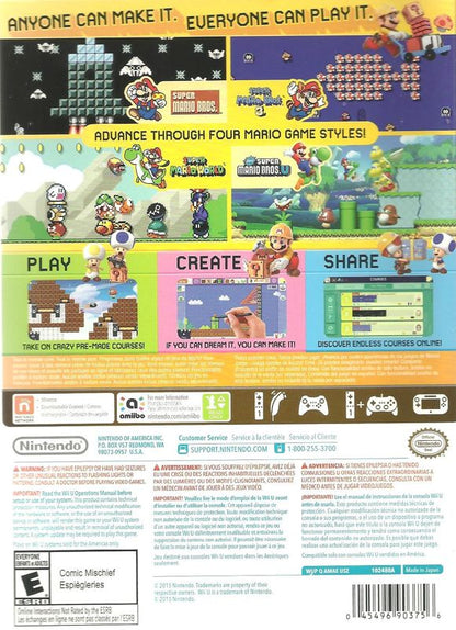 Super Mario Maker | Wii U | back cover | region=North America | source-country=Canada,United States | zypher-v2 | moby-ceb548744ff1 | Data by MobyGames.com