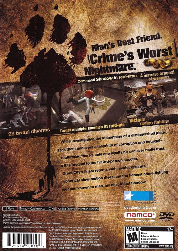 
Dead to Rights II | PlayStation 2 | back cover | Data by MobyGames.com
