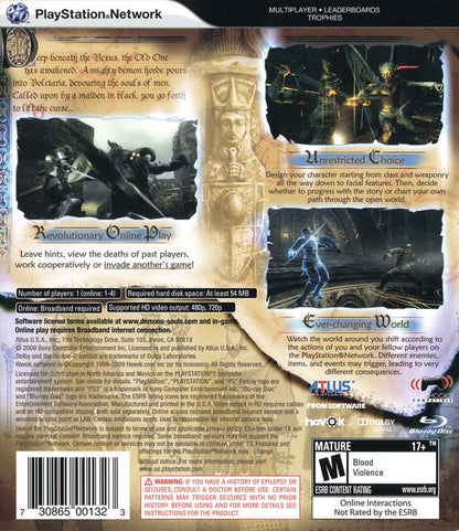 
Demon's Souls | PlayStation 3 | back cover | Data by MobyGames.com