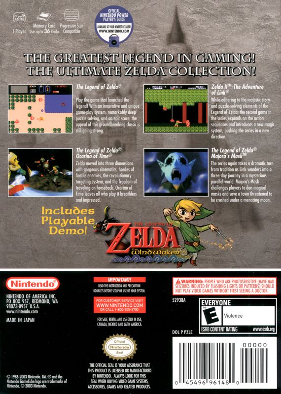
The Legend of Zelda: Collector's Edition | GameCube | back cover | Region: North America | source-country=United States | Data by MobyGames.com