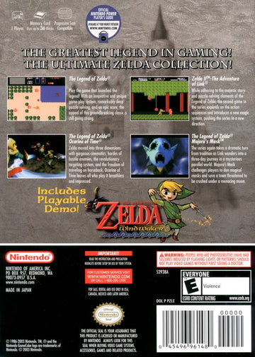 
The Legend of Zelda: Collector's Edition | GameCube | back cover | Region: North America | source-country=United States | Data by MobyGames.com