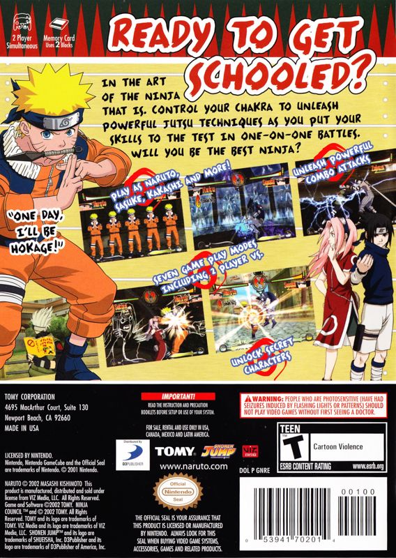 Naruto: Clash of Ninja | GameCube | back cover | Data by MobyGames.com