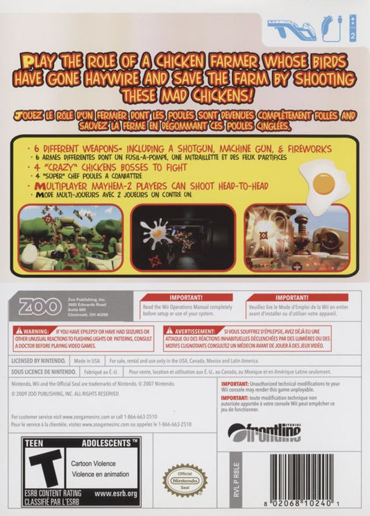 Chicken Blaster | Wii | back cover | region=North America | source-country=Canada,Mexico,United States | zypher-v2 | moby-c97594c39744 | Data by MobyGames.com