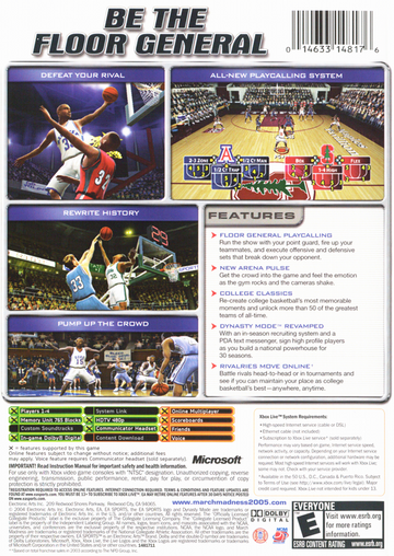 
NCAA March Madness 2005 | Xbox | back cover | Data by MobyGames.com