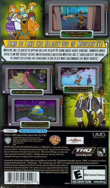 
Scooby-Doo!: Who's Watching Who | PSP | back cover | Data by MobyGames.com
