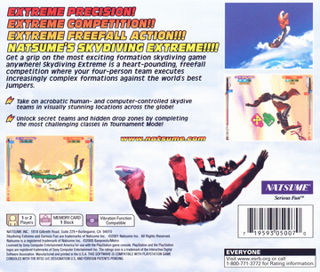 Skydiving Extreme | PlayStation | back cover | region=North America | source-country=United States | zypher-v2 | moby-814bbbccd473 | Data by MobyGames.com
