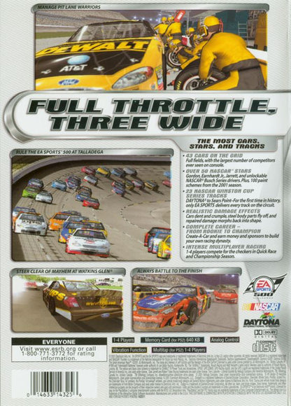 NASCAR Thunder 2002 | PlayStation 2 | back cover | region=North America | source-country=Canada,United States | zypher-v2 | moby-105f702be89c | Data by MobyGames.com