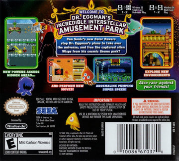 
Sonic Colors | Nintendo DS | back cover | Data by MobyGames.com