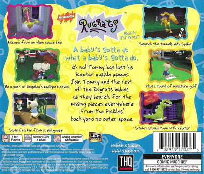 
Rugrats: Search for Reptar | PlayStation | back cover | Region: North America | source-country=Canada,United States | Data by MobyGames.com