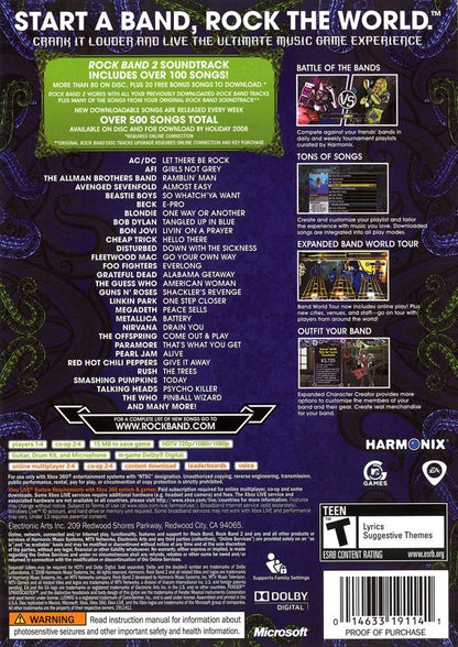 
Rock Band 2 | Xbox 360 | back cover | Data by MobyGames.com