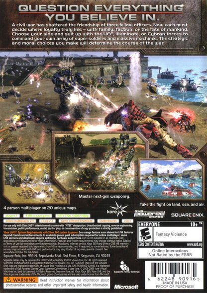 
Supreme Commander 2 | Xbox 360 | back cover | Region: North America | source-country=United States | Data by MobyGames.com
