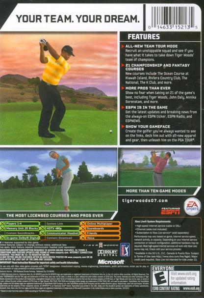 Tiger Woods PGA Tour 07 | Xbox | back cover | region=North America | source-country=United States | zypher-v2 | moby-d6da4904de9c | Data by MobyGames.com