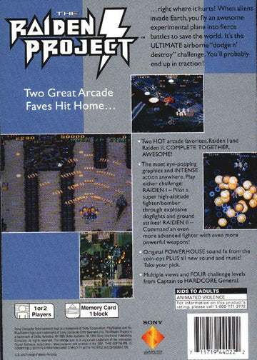 
The Raiden Project | PlayStation | back cover | Data by MobyGames.com